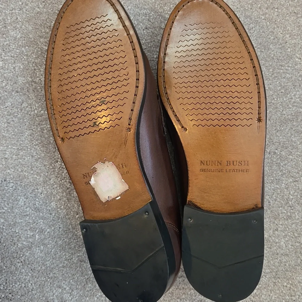 Nunn Bush Brown Leather Loafers with Moccasin Stitching